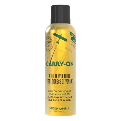 18.21 Man Made Carry On 4-1Travel Foam Spiced Vanilla Pianka wielofunkcyjna do brody, włosów i skóry Pianka do ciała 100 ml