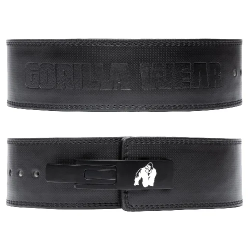 4 Inch Carbon Leather Lever Belt - Czarny