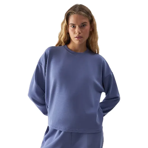4F bluza bawełniana damska bez kaptura F1342 niebieska