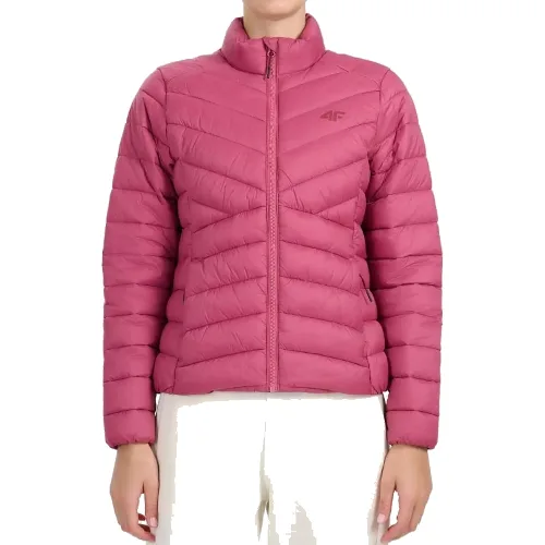 4F Damska kurtka pikowana puchowa hydrofobowa F0923 CITY JACKETS różowa