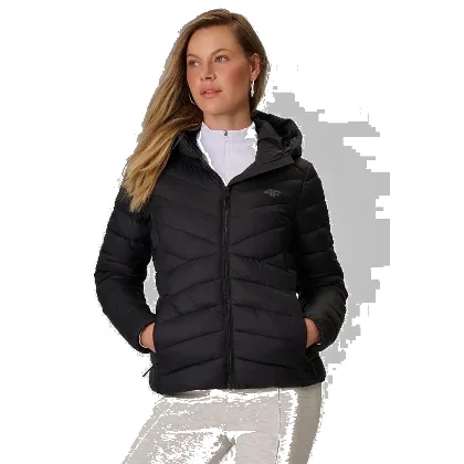 4F damska kurtka zimowa puchowa F0924 CITY JACKETS czarna