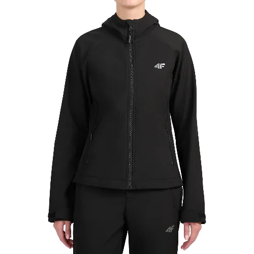 4F F605 Kurtka damska SOFTSHELL z kapturem na co dzień czarna