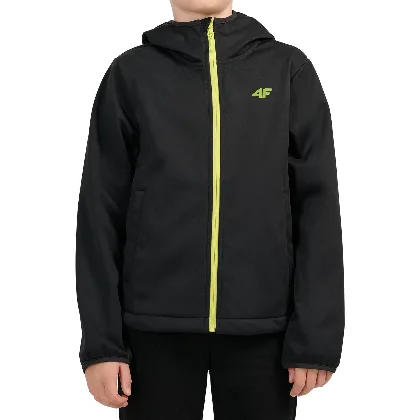 4F M598 Kurtka chłopięca SOFTSHELL Wiatroodporna na co dzień czarna