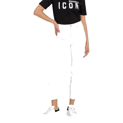 7 FOR ALL MANKIND Białe jeansy damskie HW Slim Kick