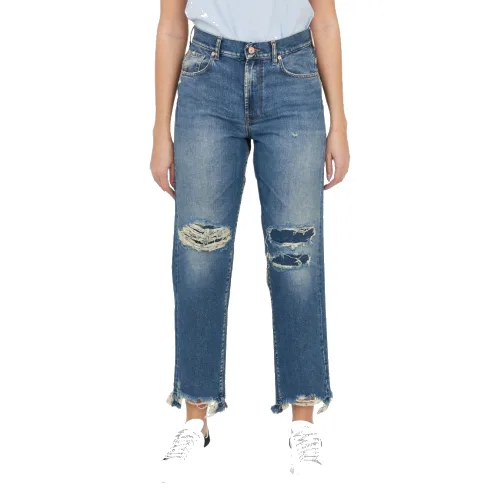 7 FOR ALL MANKIND Błękitne jeansy damskie THE MODERN STRAIGHT
