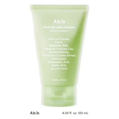 Abib Pore Clay Pack Cleanser Heartleaf Charcoal Foam, Wielofunkcyjny produkt łączący działanie glinkowej maski oczyszczającej i pianki do mycia twarzy, 120 ml