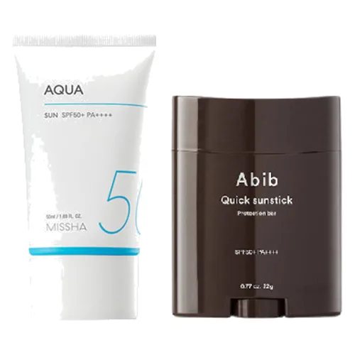 Abib - Quick Sunstick Protection Bar SPF50+ PA++++ - 22g X MISSHA - All-Around Safe Block Aqua Sun SPF50+ PA++++ - 50ml Set