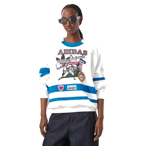 adidas Bluza Archive Sweater Baseball KS9209 Biały Regular Fit