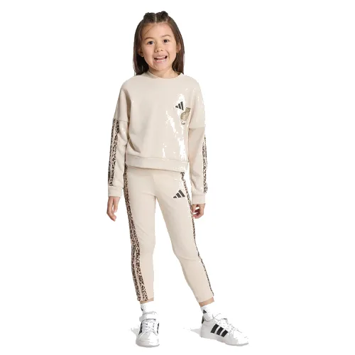 adidas Komplet bluza i legginsy Animal Leggings Set KC7210 Beżowy Regular Fit