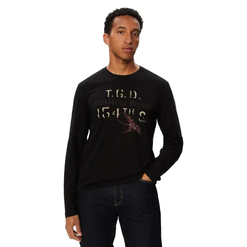 Aeronautica Militare Longsleeve 262TS2569UJ00641 Czarny Regular Fit