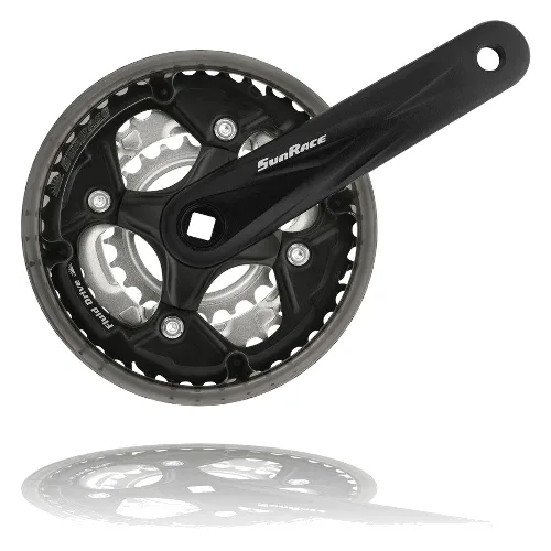 Aluminiowy korbowód do rowerów górskich z przydymioną osłoną łańcucha - Sunrace