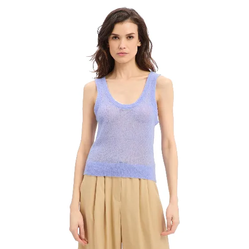 american vintage top z dzianiny z wełną i kaszmirem - Bodyrow Kobiety Lyocell niebieski