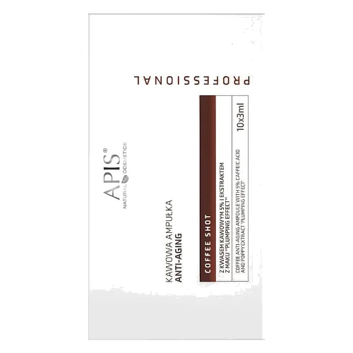 Apis COFFEE SHOTKawowa ampułka anti-aging z kwasem kawowym 5% i ekstraktem z maku ‘’Plumping effect’’ / 10 x 3 ml Ampułki 3,5 ml Damski