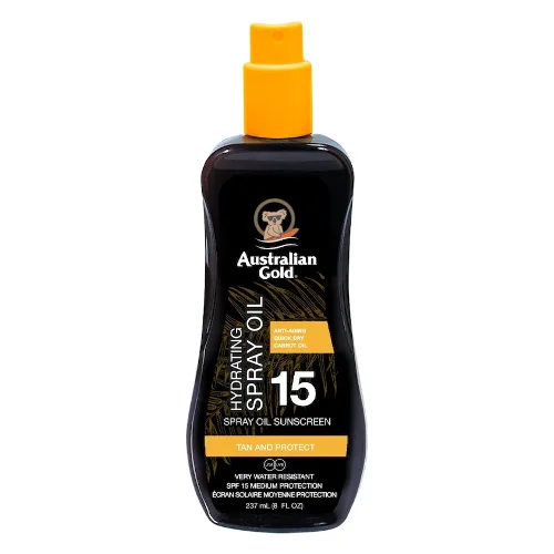Australian Gold SPF 15 CARROT INTENSIFIER OIL SPRAY- Olejek do opalania w sprayu Ochrona przeciwsłoneczna 237 ml