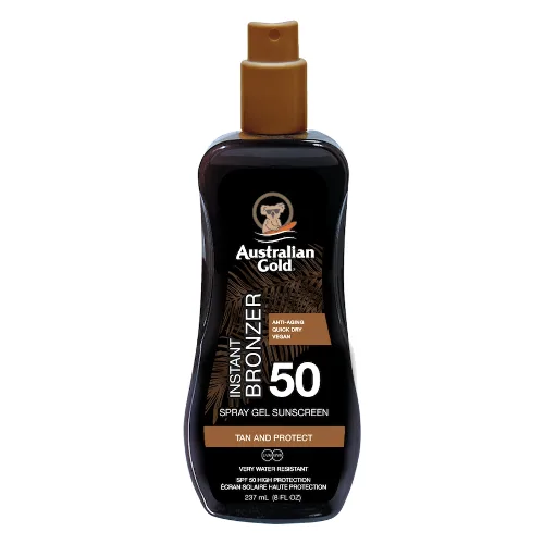 Australian Gold SPF 50 Spray Gel with Bronzer - Żel w sprayu do opalania z bronzerem Ochrona przeciwsłoneczna 237 ml