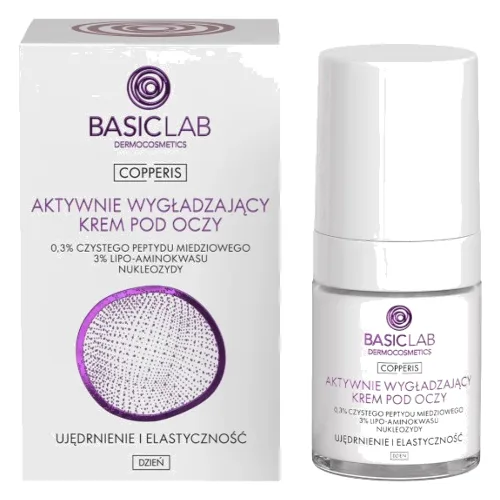BasicLab Copperis Aktywnie Wygładzający Krem pod Oczy z Peptydem Miedziowym Ujędrnienie i Elastyczność 18ml