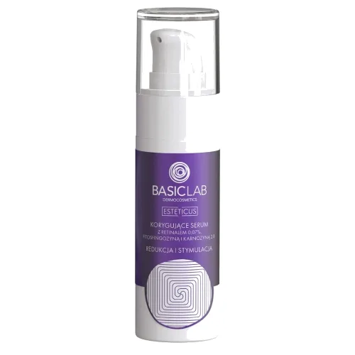 BasicLab Korygujące serum z retinalem 0,07%, fitosfingozyną i karnozyną 2.0 Redukcja i Stymulacja Serum nawilżające 30 ml