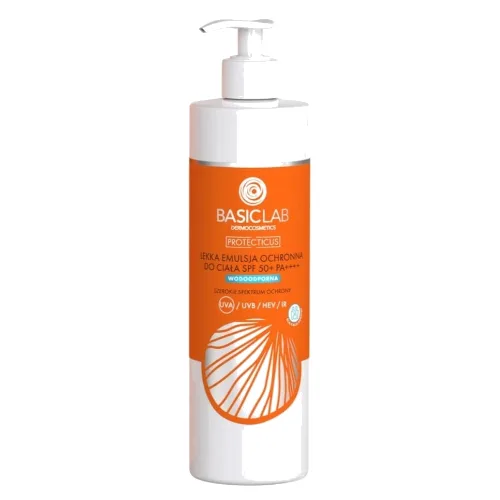 BasicLab Lekka emulsja ochronna do ciała SPF 50+ PA++++ Prewencja i Antyoksydacja Kremy do twarzy 300 ml