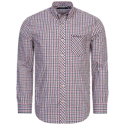 BEN SHERMAN House Check Mężczyźni Koszula z długim rękawem 0077861-CZERWONY