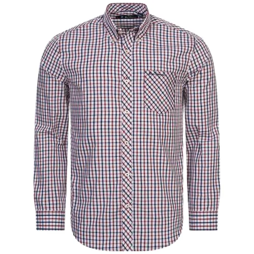 BEN SHERMAN House Check Mężczyźni Koszula z długim rękawem 0077861-CZERWONY