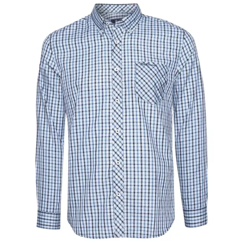 BEN SHERMAN Kontrola domu Mężczyźni Koszula z długim rękawem 0077861-JASNONIEBIESKI