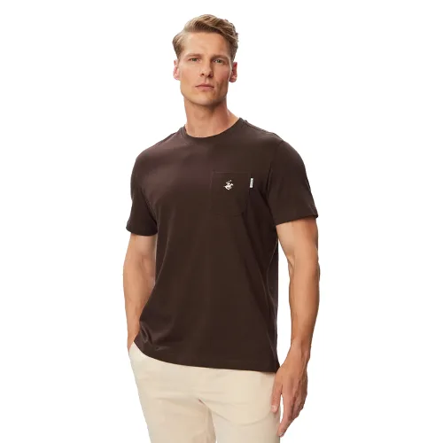 Beverly Hills Polo Club T-Shirt P-SS26M-TS414000 Brązowy Regular Fit