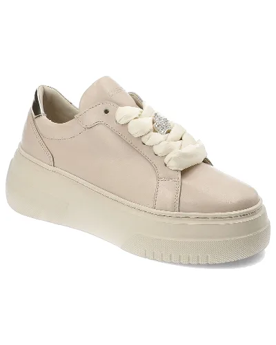 Beżowe Sneakersy Chebello Modne Buty Damskie