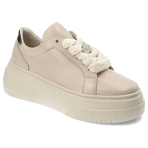 Beżowe Sneakersy Chebello Modne Buty Damskie