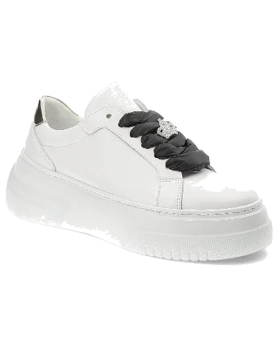 Białe Sneakersy Chebello Modne Obuwie Damskie Na Platformie