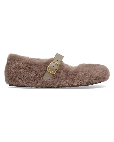 Birkenstock baleriny skórzane Santa Clarita Shearling