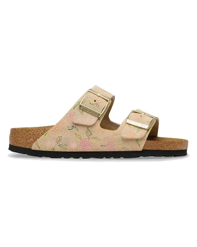 Birkenstock klapki na płaskim obcasie damskie zamszowe Arizona