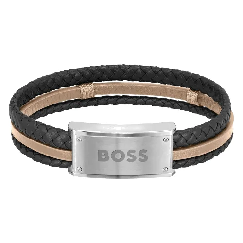 Biżuteria BOSS 1580423. Bransoletka, Kolor czarny. Mężczyzna.