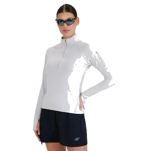 BLUZA DAMSKA 4F TREKKINGOWA SZYBKOSCHNĄCA TFSWF476 KOLOR SZARY