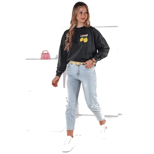 Bluza damska one size LEMONFIT grafitowa Dstreet BY1348
