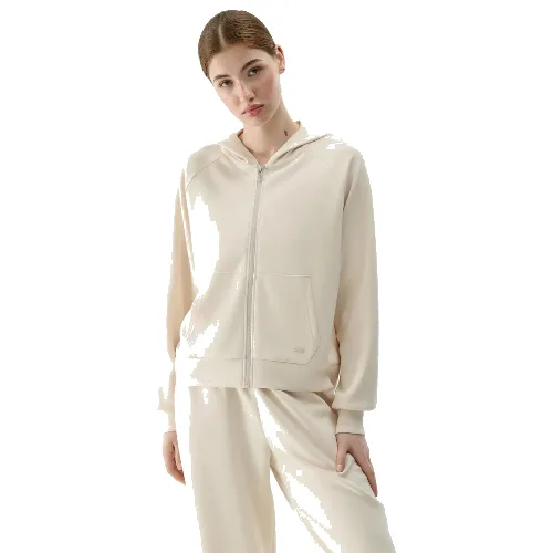 BLUZA DRESOWA DAMSKA 4F ROZPINANA Z KAPTUREM XS TSWSF1577 KOLOR BEŻOWY
