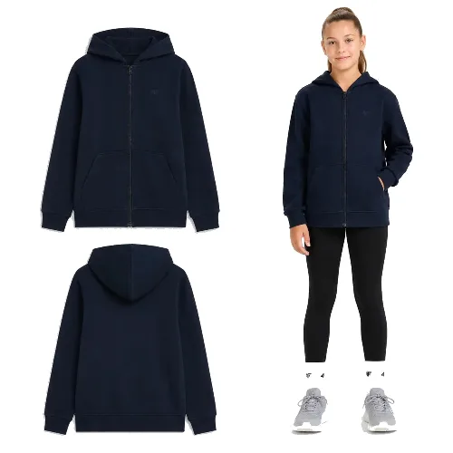 BLUZA DRESOWA ROZPIANANA Z KAPTUREM DZIEWCZĘCA 4F