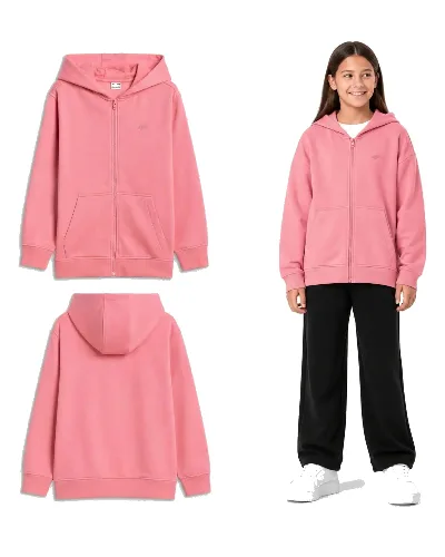 BLUZA DRESOWA SPORTOWA ROZPINANA Z KAPTUREM RÓŻOWA DLA DZIEWCZYNKI
