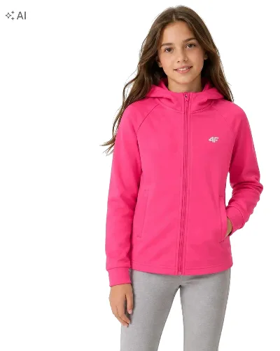 BLUZA DZIEWCZĘCA 4F SPORTOWA TRENINGOWA ROZPINANA Z KAPTUREM