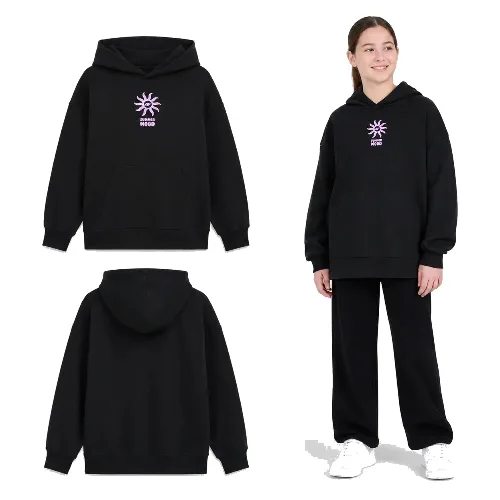 BLUZA DZIEWCZĘCA 4F Z KAPTUREM NIEROZPINANA DLA DZIEWCZYNKI CZARNA