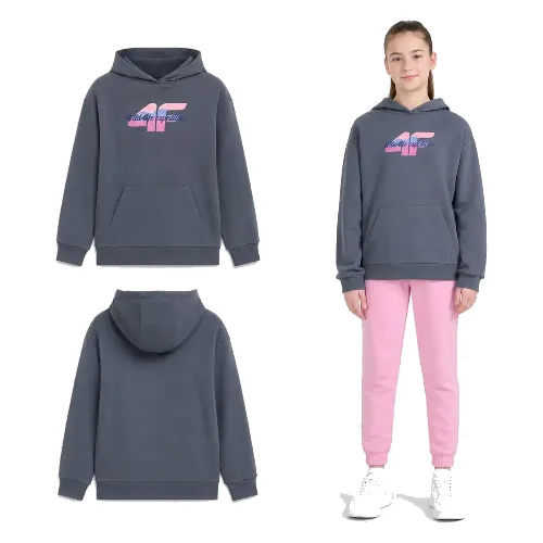 BLUZA DZIEWCZĘCA NIEROZPINANA 4F DRESOWA Z KAPTUREM