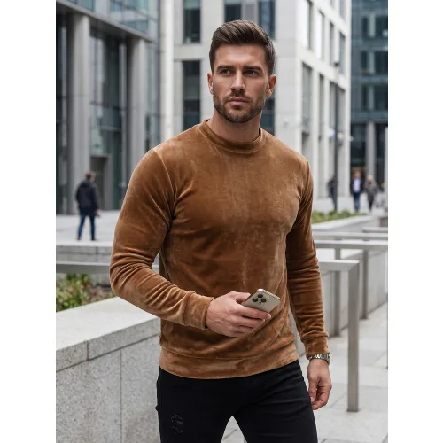 Bluza męska welurowa kamelowa Dstreet BX5530