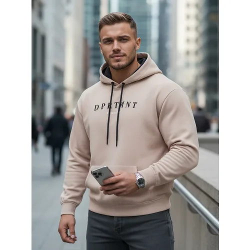 Bluza męska z nadrukiem beżowa Dstreet BX5677