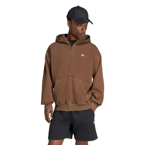 BLUZA O LUŹNYM KROJU Z KAPTUREM I SUWAKIEM NA CAŁEJ DŁUGOŚCI TREFOIL ESSENTIALS WASHED