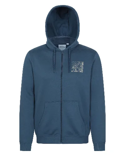 Bluza z kapturem z nadrukiem Get Ready for Adventure i zamkiem na całej długości - Navy