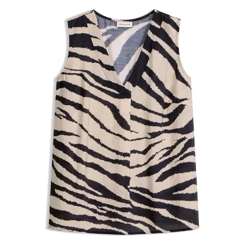 Bluzka bez rękawów z lejącego materiału z domieszką wiskozy