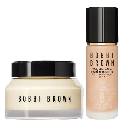 Bobbi Brown Hydrating Duo: Vitamin Enriched Face Base+ & Weightless Skin Foundation Bundle (Various Shades) - Warm Beige