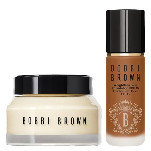 Bobbi Brown Hydrating Duo: Vitamin Enriched Face Base+ & Weightless Skin Foundation Bundle (Various Shades) - Cool Almond