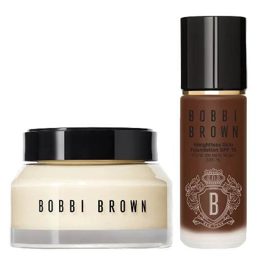 Bobbi Brown Hydrating Duo: Vitamin Enriched Face Base+ & Weightless Skin Foundation Bundle (Various Shades) - Cool Espresso
