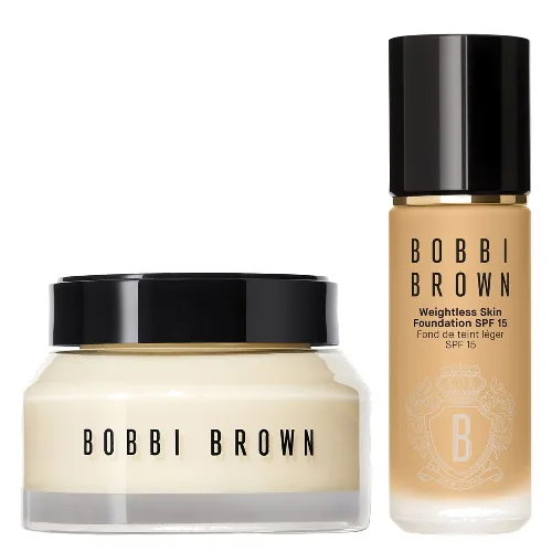 Bobbi Brown Hydrating Duo: Vitamin Enriched Face Base+ & Weightless Skin Foundation Bundle (Various Shades) - Neutral Warm Natural