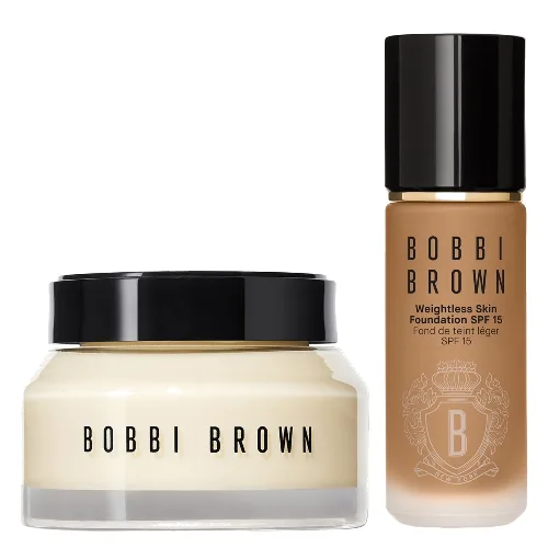 Bobbi Brown Hydrating Duo: Vitamin Enriched Face Base+ & Weightless Skin Foundation Bundle (Various Shades) - Neutral Cool Honey